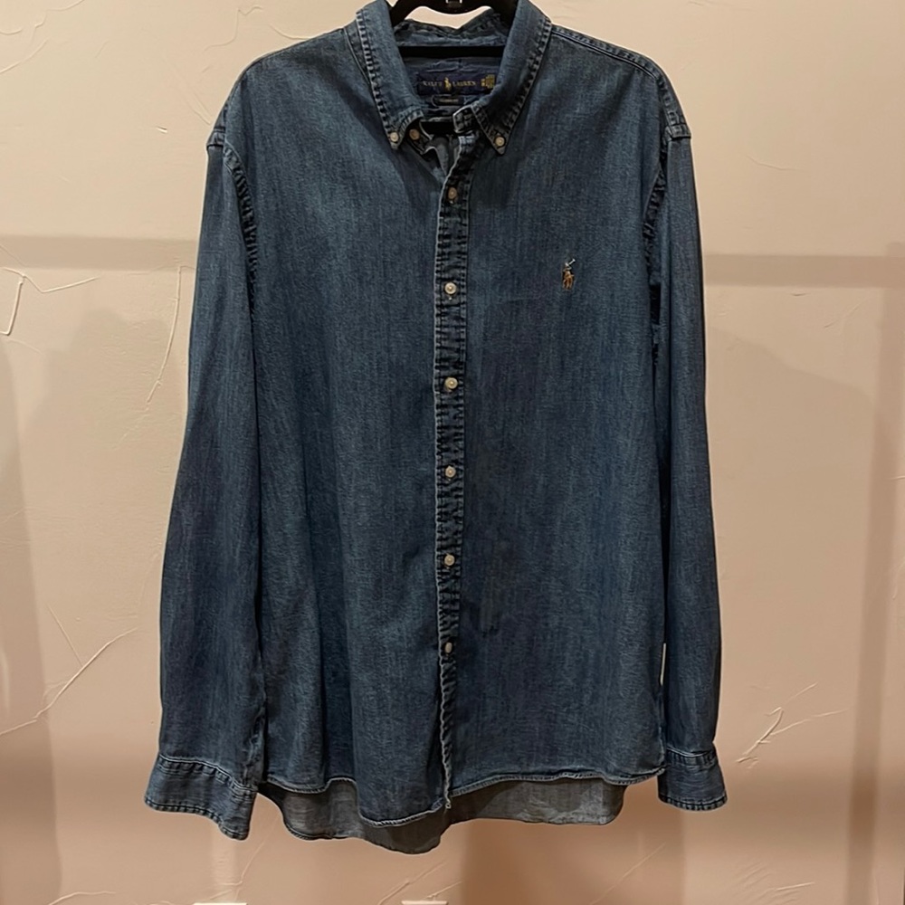 Men’s Ralph Lauren Lightweight Denim Classic Fit Button Down Shirt XXL
